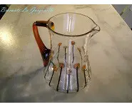 Pichet verre soufflé émaillé vintage