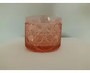 Boite en cristal moulé rose 1900