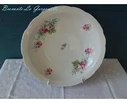 Plat rond ancien porcelaine décor roses