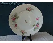 Plat rond creux porcelaine décor roses