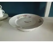 Plat à gâteaux à pied porcelaine Fleurie