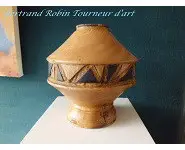 Boite bois tourné et bois brûlé