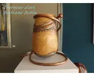 Vase bois tourné décoré