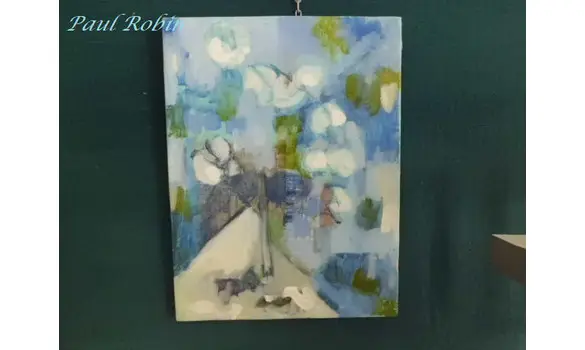 Bouquet bleu huile sur toile Paul Robin