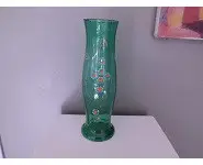 vase à facette verre émaillé de fleurs