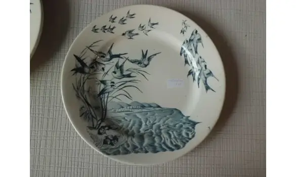 Assiette décor oiseaux Sarreguemines