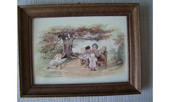 Tableau scène enfantine-au jardin