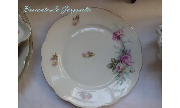 5 assiettes porcelaine décor de roses