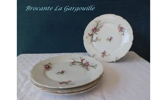 4 assiettes à dessert décor chardons