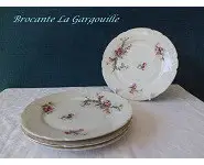 4 assiettes à dessert décor chardons