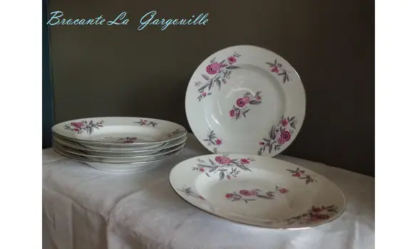 Assiettes à soupe en porcelaine art déco