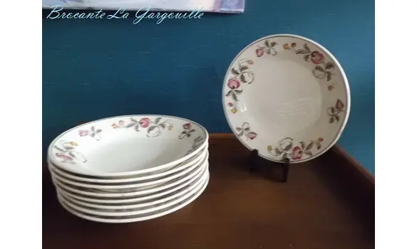 Assiettes à soupe modèle Roseraie