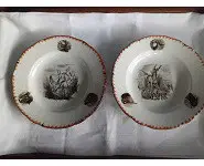 6 Assiettes à soupe décor de chasse