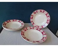 5 Assiettes à soupe rouge Badonviller